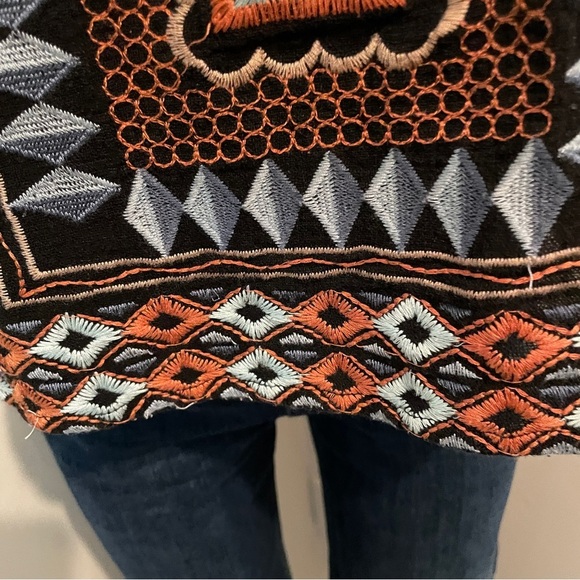 Entro Tank Top sleeveless geometric boho print cotton orange blue black large - Picture 3 of 7